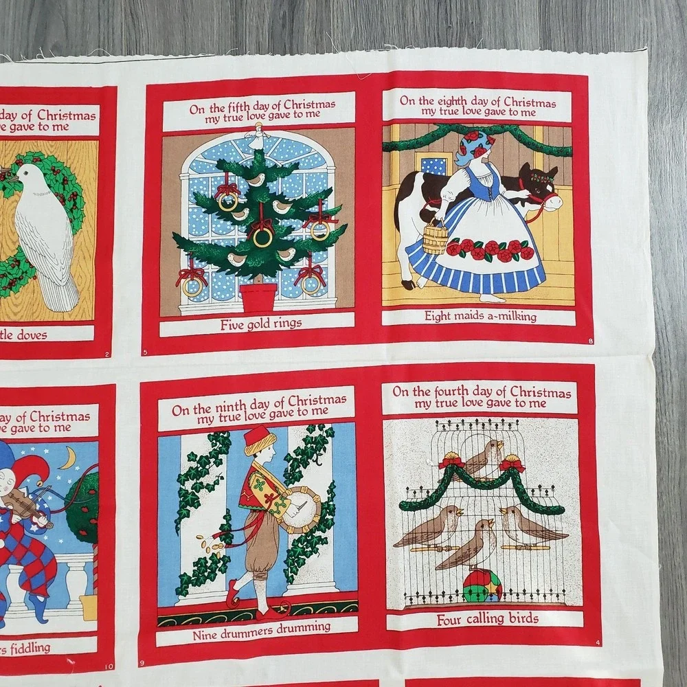 Vtg 1990 Ellen Blonder Fabric Traditions 12 Days Of Christmas Sew A Book Cloth